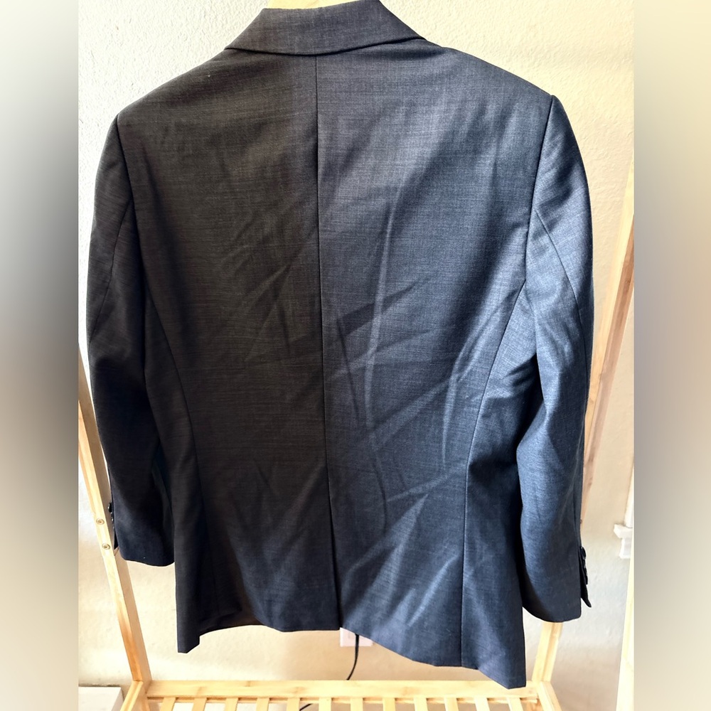 Classic Women's Charcoal Gray Blazer Two-Button Structured Suit Jacket M L - Picture 3 of 11
